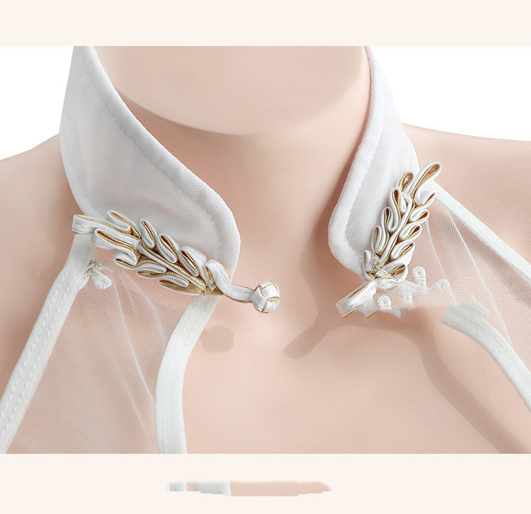 Lotus Leaf Gauze Curtain Cheongsam Pajamas
