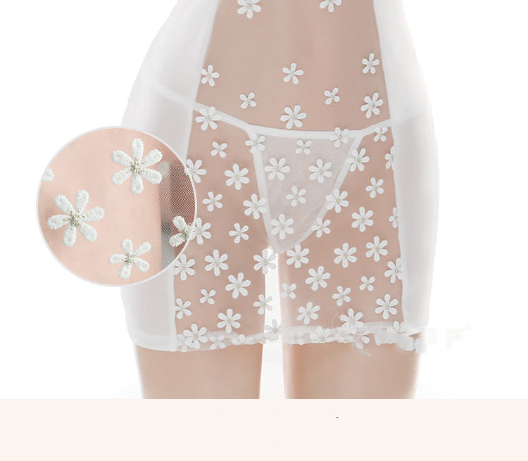 Lotus Leaf Gauze Curtain Cheongsam Pajamas