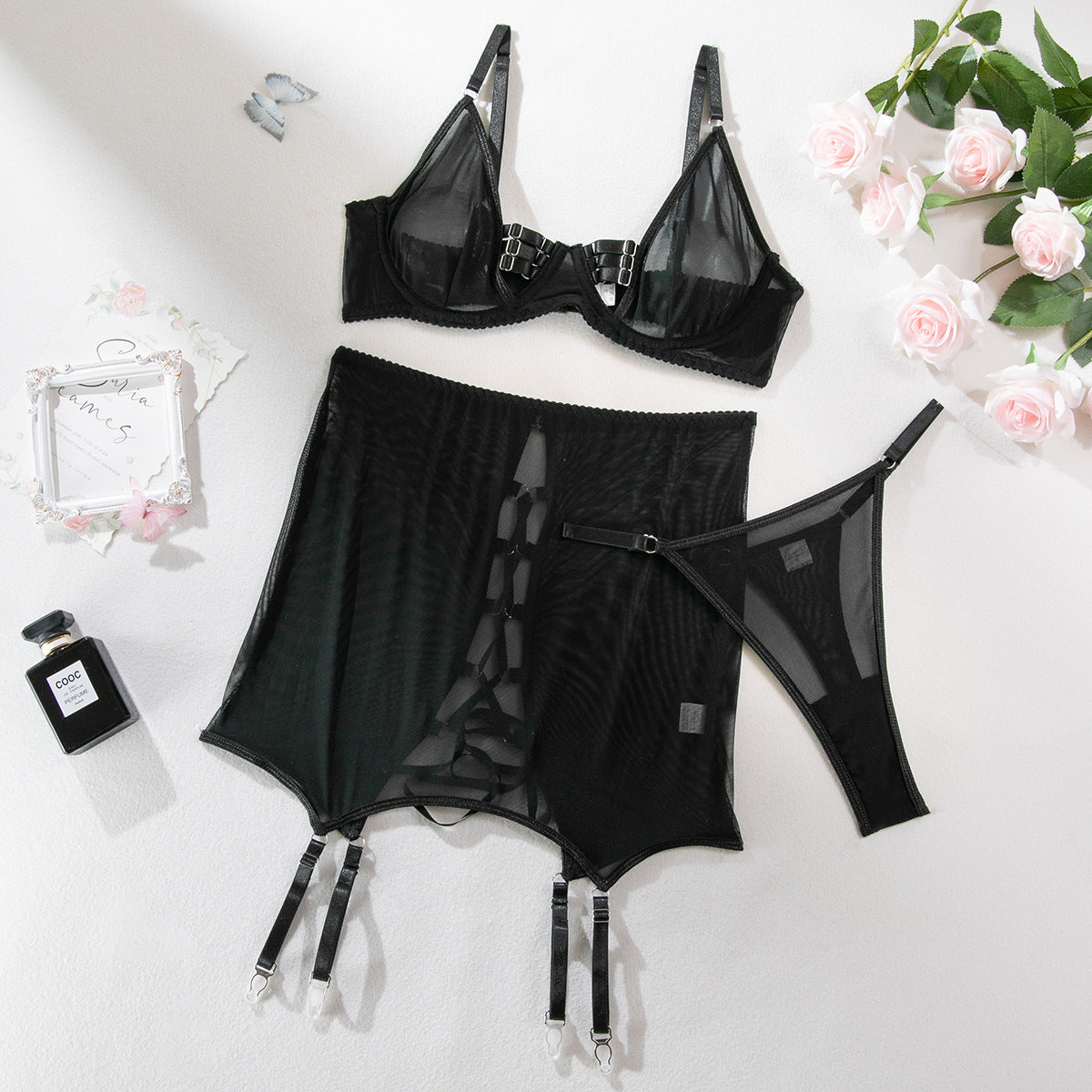 Underwear Mesh Push Up See-through Role-playing Suit For Women